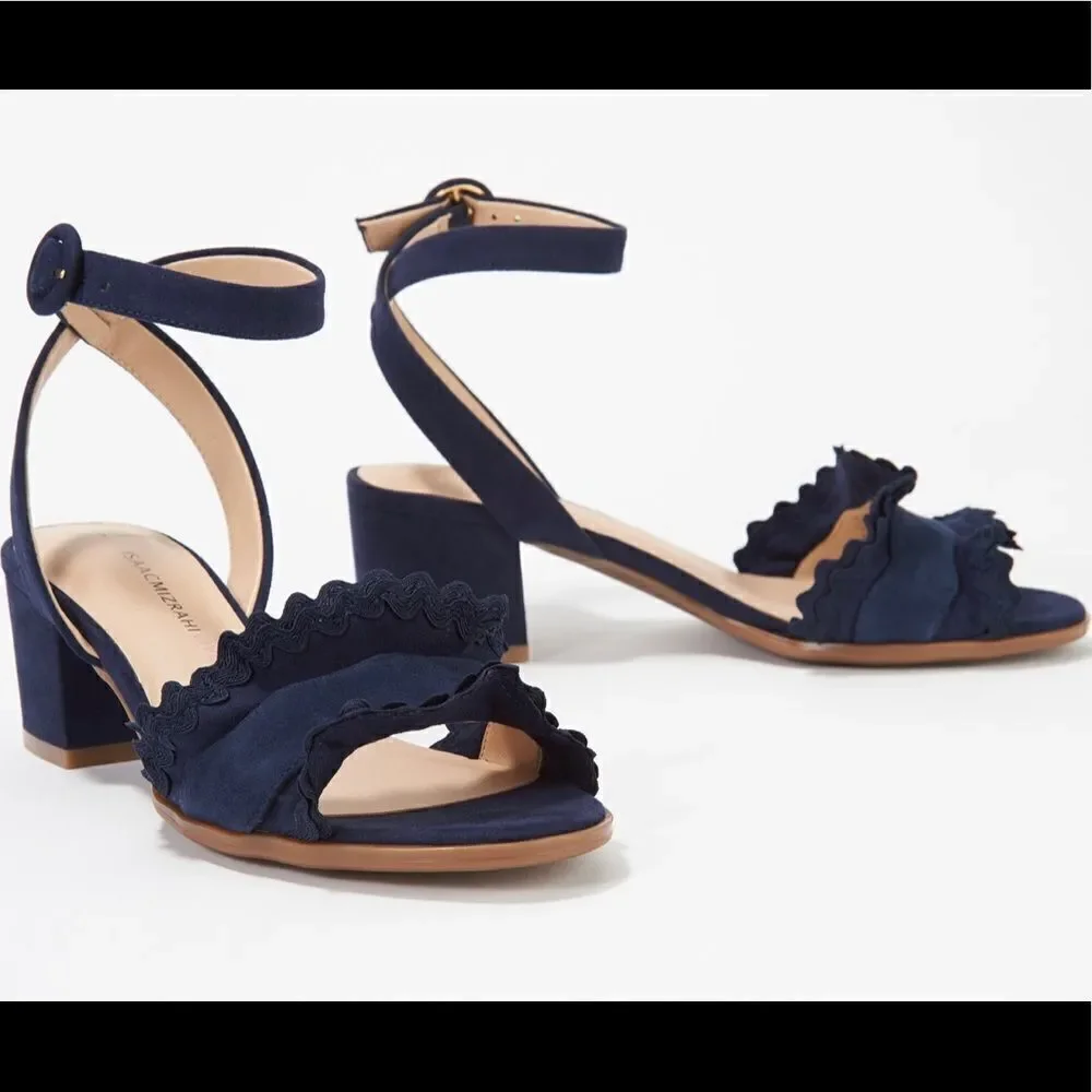 Isaac Mizrahi Live! Suede Block Heel Sandals